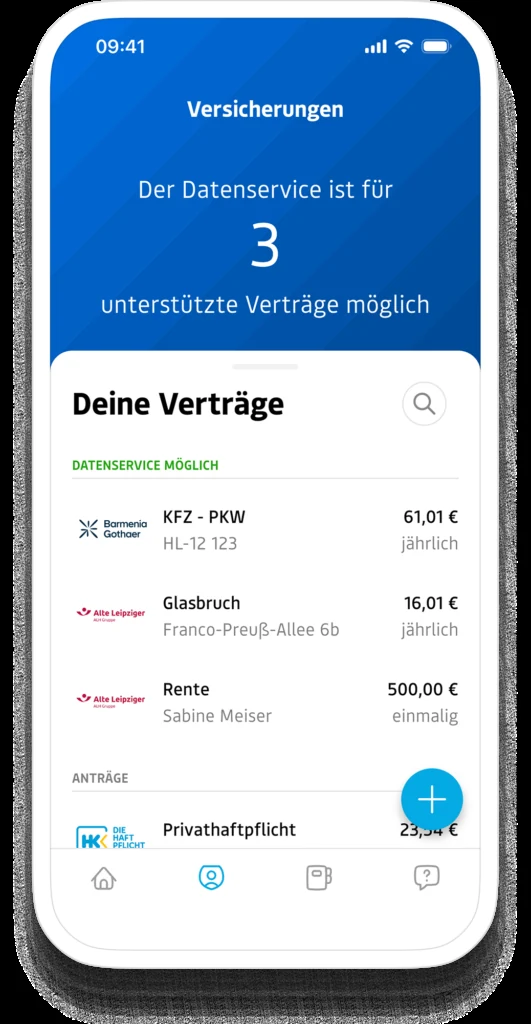 Offizielle simplr-Beispielansicht: Vertragsübersicht